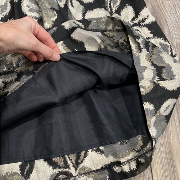 ANTHROPOLOGIE TABITHA Black Gold Floral A-Line Dress Lined w/ Pockets Sz 6 - Picture 6 of 16